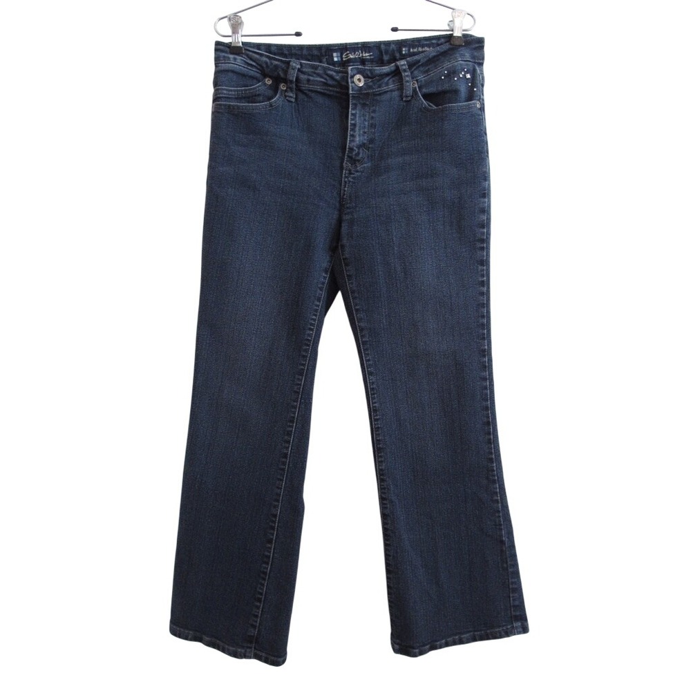 Salt Works NYC Mid Rise Bootcut Jeans 12P Dark Wash Studded Stretch Denim Glam